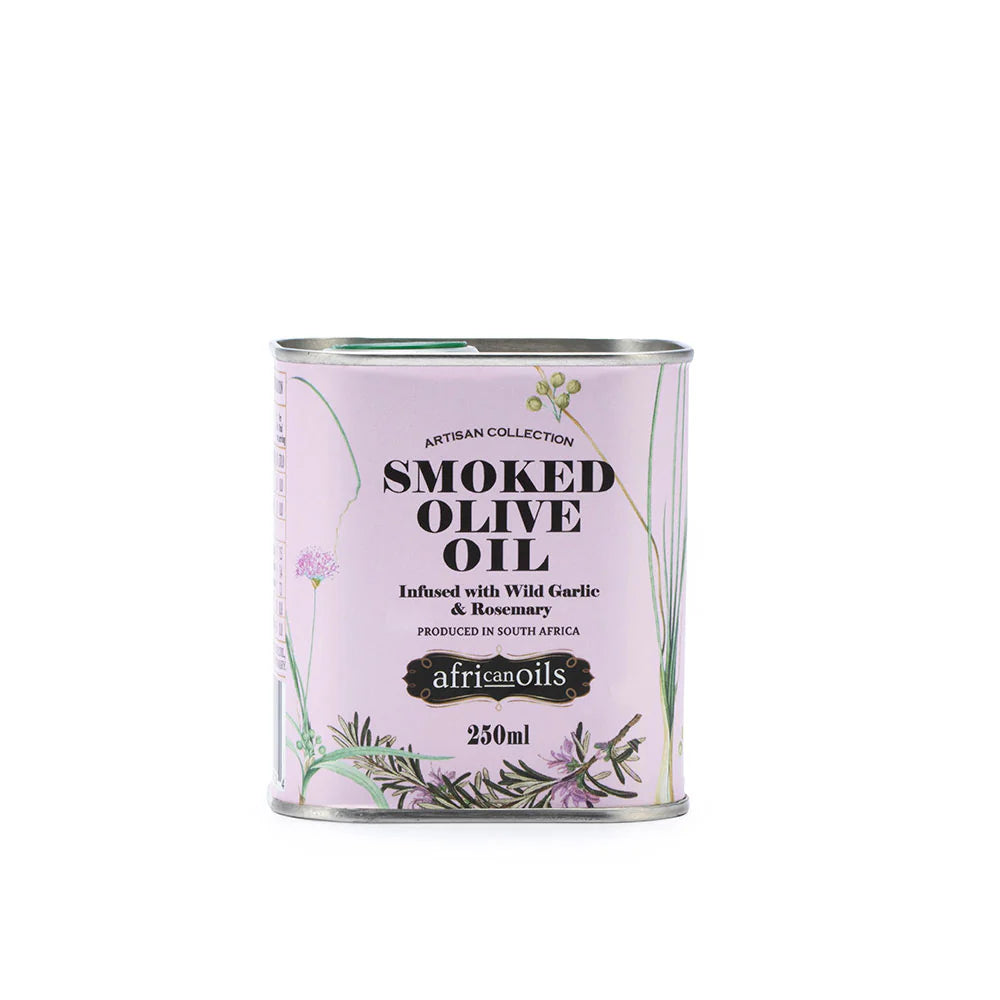 African Oils Smoked Olive Oil infused with Wild Garlic and Rosemary 250ml- Best Before Aug 2025
