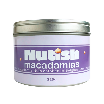 Nutish Roasted Macadamias enrobed in Belgian Dark Chocolate