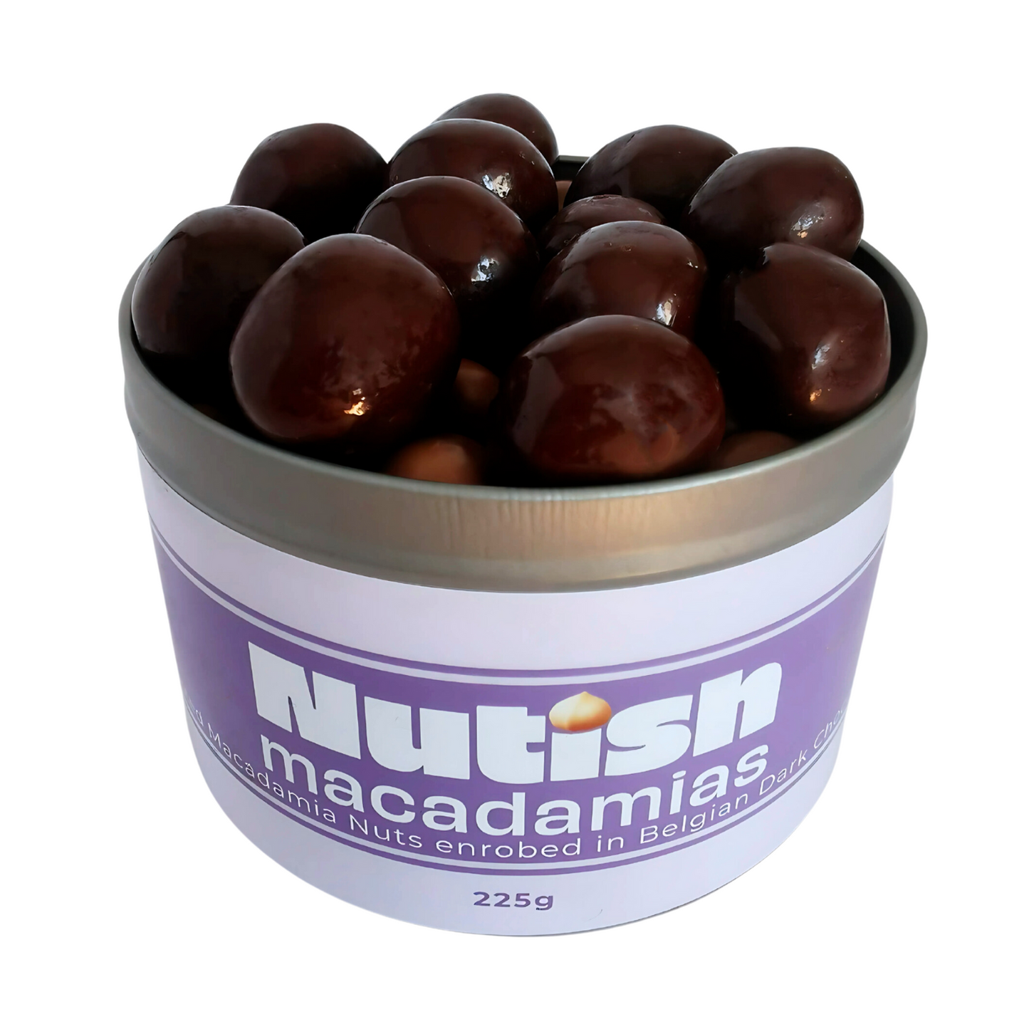 Nutish Roasted Macadamias enrobed in Belgian Dark Chocolate