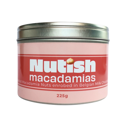 Nutish Roasted Macadamias enrobed in Belgian Milk Chocolate