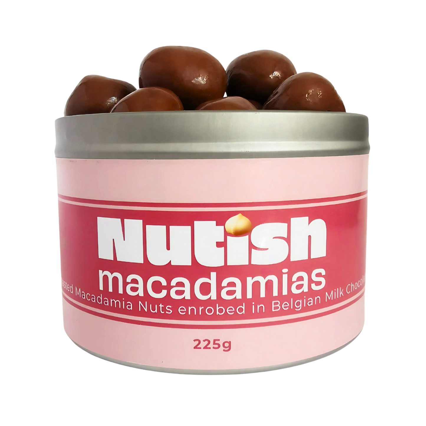 Nutish Roasted Macadamias enrobed in Belgian Milk Chocolate