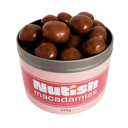Nutish Roasted Macadamias enrobed in Belgian Milk Chocolate